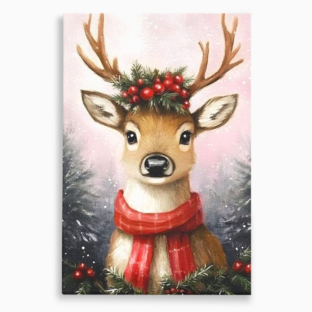 Tablou canvas cu tablou canvas cu ren festiv, fara rama, pe sasiu de lemn